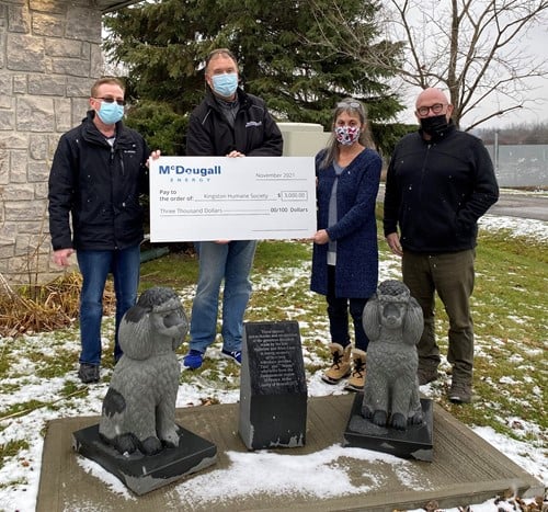 McDougall Energy donates $9,000 to Kingston Community Organizations 3 McDougall Energy Team Presents Cheque to Kingston Humane Society Executive Director, Gord Hunter