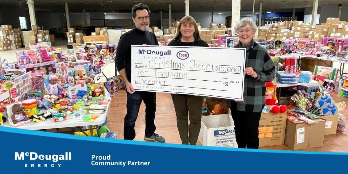 Cheque presentation with McDougall Energy and Christmas Cheer Staff