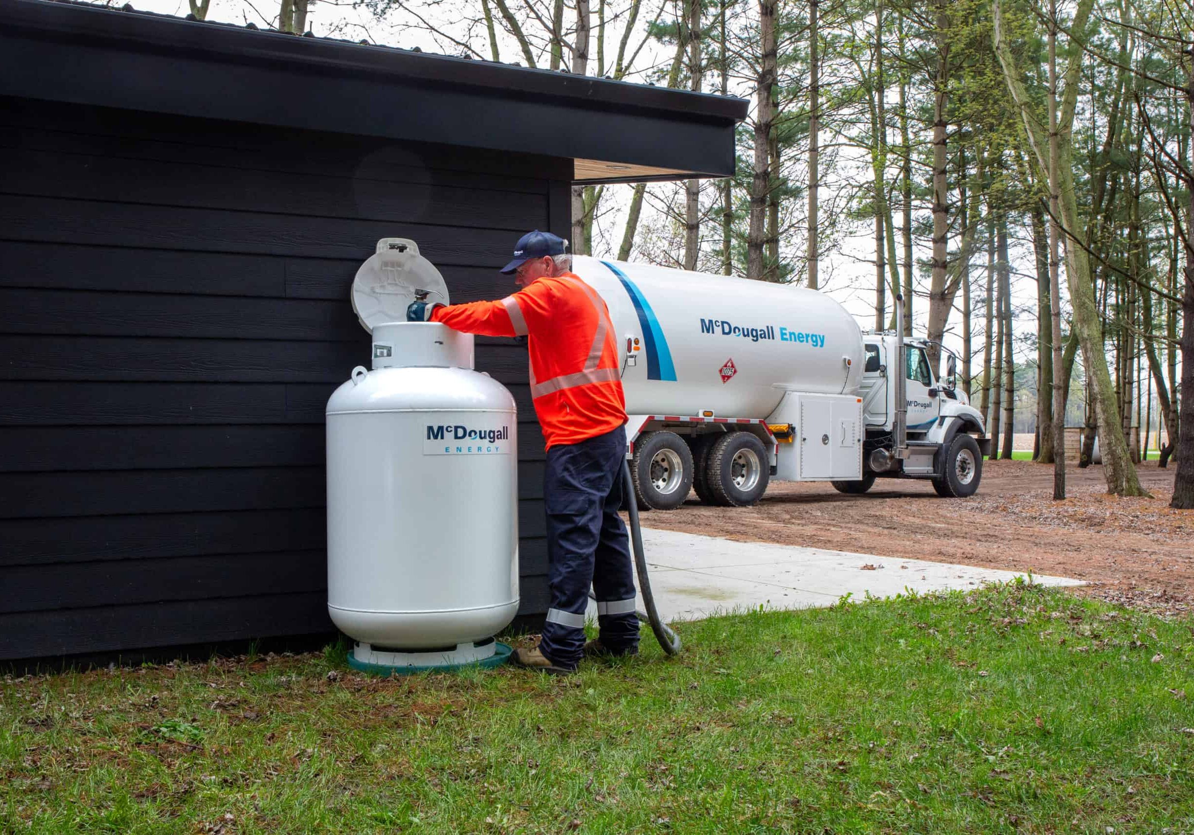 Compressed natural gas delivery at a rural property by McDougall Energy.