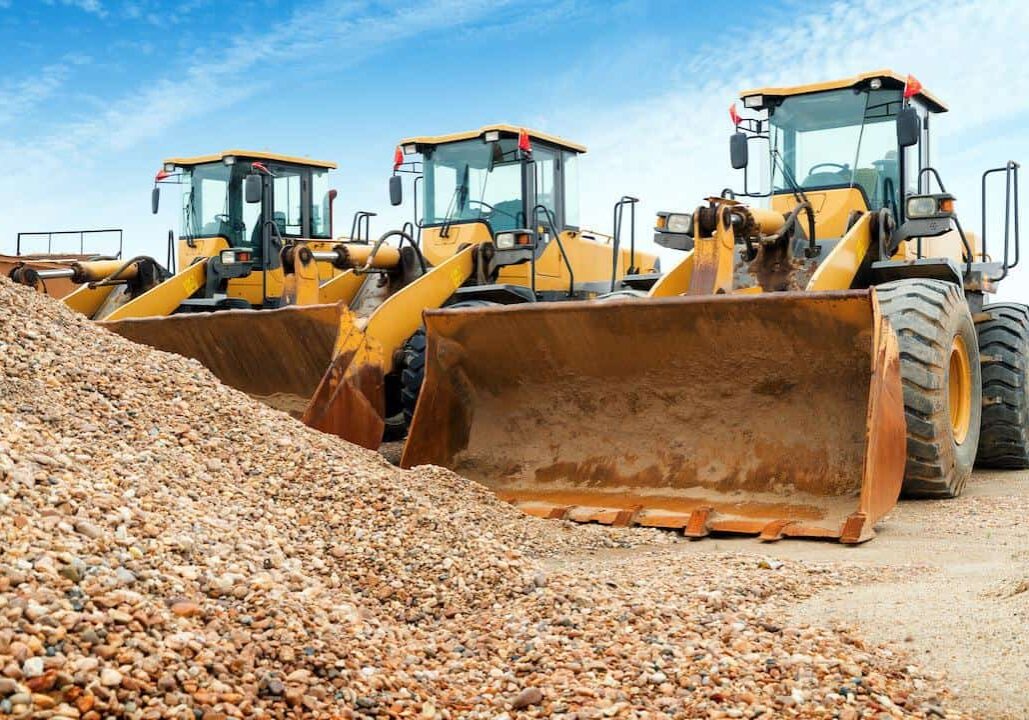 A neatly arranged excavator in the background of the sky